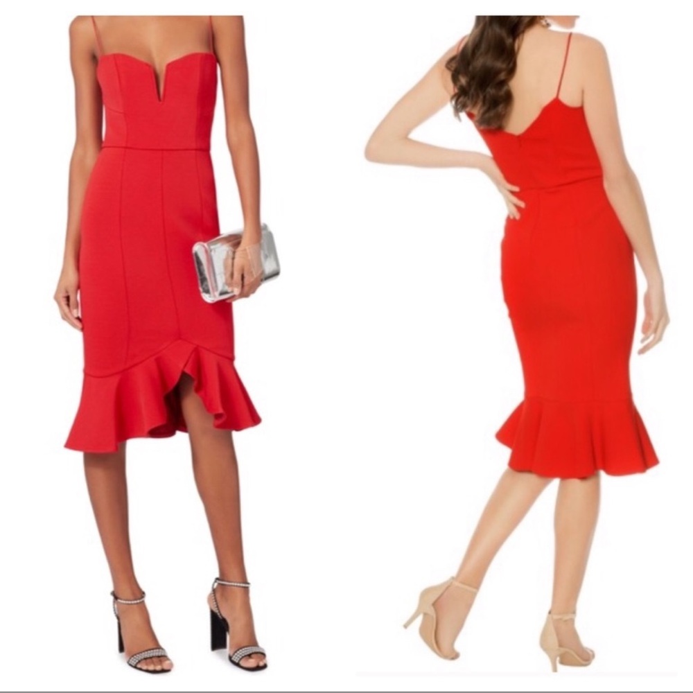 Nicholas Women’s Flip Hem Bra Bandage Elegant Red Strapless Dress Sz 2